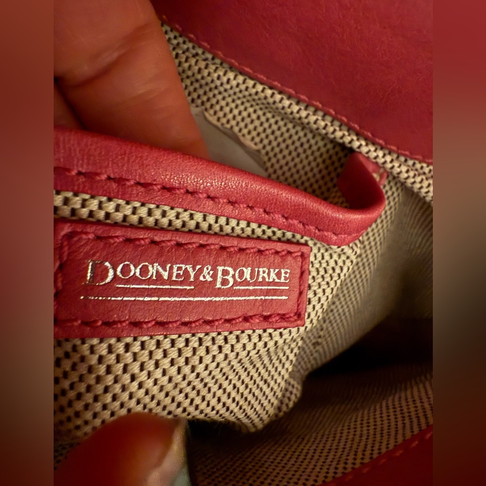 Dooney &  Bourke Black Leather Shoulder Bag with Pink Strap and Heart Accent - Picture 9 of 14